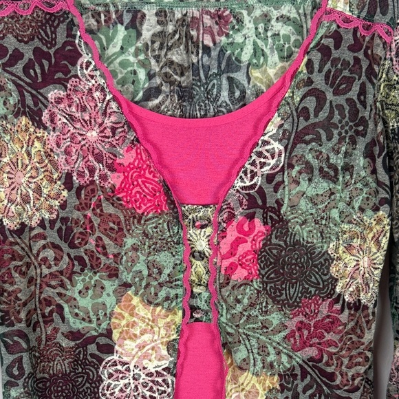 Per Una Casual Multicoloured Floral Patterned 3/4 Sleeve Top Size 10 - Picture 7 of 12